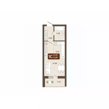 Студия Кемеровская область, Кемерово 58В мкр, 1 (31.06 м)