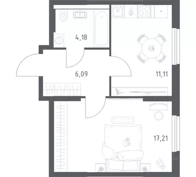 1-к кв. Башкортостан, Уфа ул. Минигали Губайдуллина, 8к9 (38.59 м)