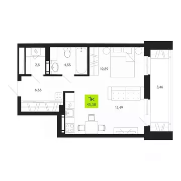 1-к кв. Томская область, Томск Уютный жилой квартал, ул. Маяковского, ...