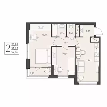 2-к кв. Волгоградская область, Волгоград ул. Степана Разина, 27 (52.66 ...