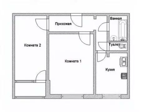 2-к кв. Ярославская область, Ярославль просп. Фрунзе, 2 (50.4 м)