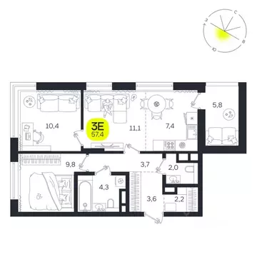 3-к кв. Свердловская область, Екатеринбург Южная Ботаника жилрайон, ...