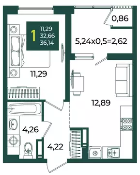 1-к кв. Краснодарский край, Краснодар Образцово мкр,  (36.14 м)