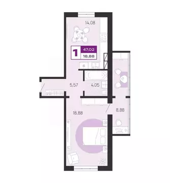 1-к кв. Брянская область, Брянск Литейная ул., 67 (47.02 м)