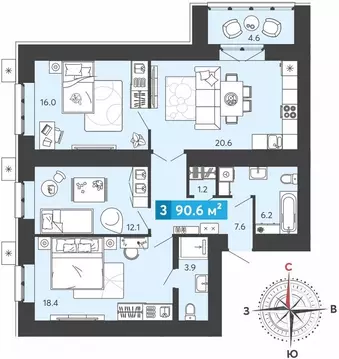 3-к кв. Пензенская область, Пензенский район, Засечный сельсовет, с. ...