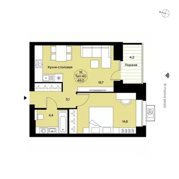 1-к кв. Коми, Сыктывкар Октябрьский просп., 137 (48.0 м)