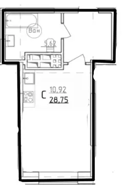 Квартира-студия: Уфа, улица Николая Ковалёва, 1 (28.75 м)
