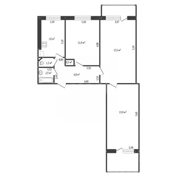 3-к кв. Башкортостан, Уфа ул. Мубарякова, 13 (63.4 м)