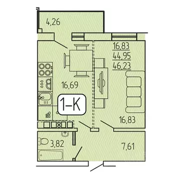 1-к кв. Бурятия, Улан-Удэ 140Б мкр,  (46.23 м)
