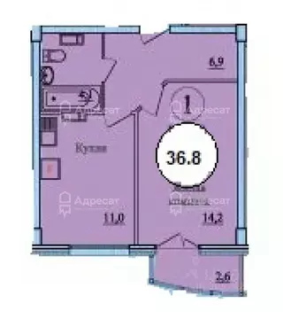 1-к кв. Волгоградская область, Волгоград ул. Фадеева, 59А (34.9 м)