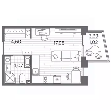 Студия Санкт-Петербург Полюстровский просп., 87 (27.67 м)