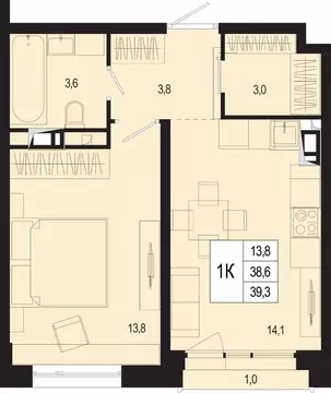 1-к кв. Московская область, Подольск городской округ, д. Борисовка ...