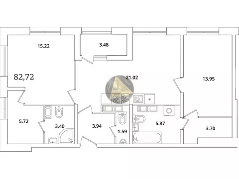 2-комнатная квартира: Санкт-Петербург, проспект Маршала Блюхера, 3к2 ...