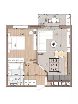 1-к кв. Рязанская область, Рязань Медицинская ул., 3 (49.6 м)