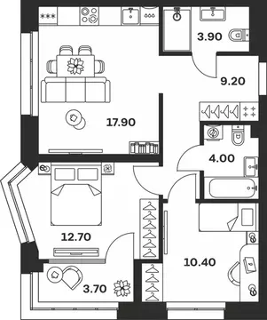 2-к кв. Тульская область, Тула ул. Михеева (61.8 м)