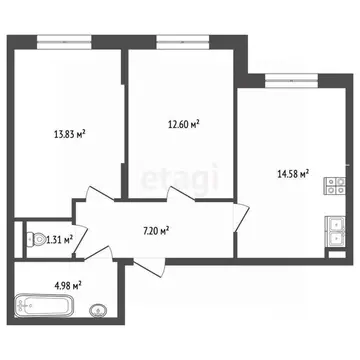 2-к кв. Москва Рязановское поселение, ул. Логинова, 7к2 (54.3 м)