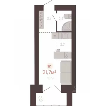 1-к кв. Алтайский край, Новоалтайск ул. Южсиба, 52А (21.7 м)