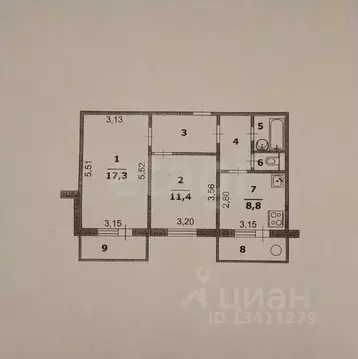 2-к кв. Белгородская область, Белгород ул. Есенина, 42 (54.0 м)