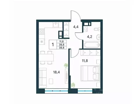 1-к кв. Забайкальский край, Чита Хороший мкр, 16 (38.8 м)