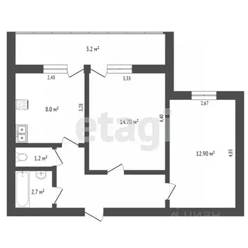 2-к кв. Тверская область, Тверь Садовый пер., 1 (47.2 м)