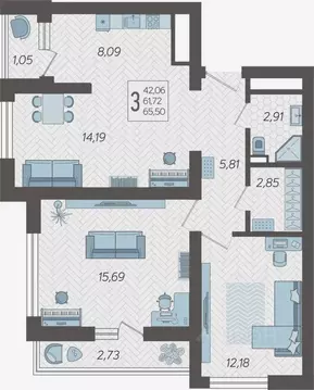 3-к кв. Краснодарский край, Сочи Бытха мкр, ул. Ясногорская, 16/2к4 ...
