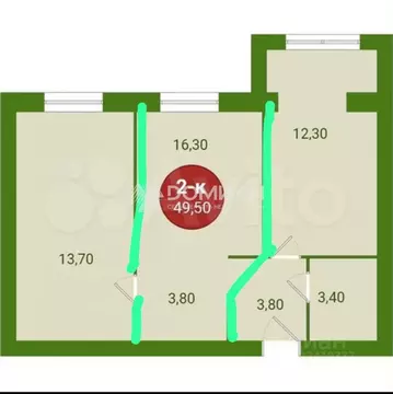 2-к кв. Ростовская область, Аксайский район, Щепкинское с/пос, пос. ...