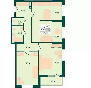 3-к кв. Ростовская область, Ростов-на-Дону Северный мкр, бул. ...