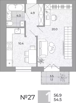 1-к кв. Калининградская область, Гурьевский муниципальный округ, пос. ...