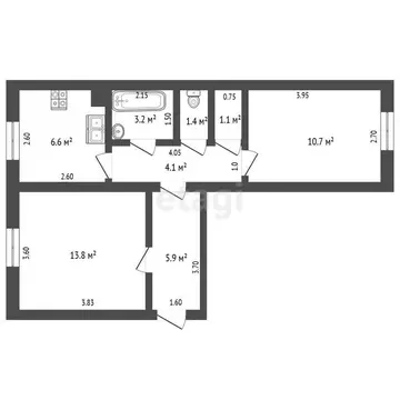 2-комнатная квартира: Саранск, улица Титова, 30 (46.8 м)