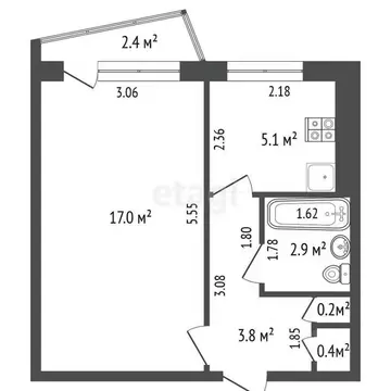 1-к кв. Самарская область, Самара Ново-Вокзальная ул., 132 (30.6 м)