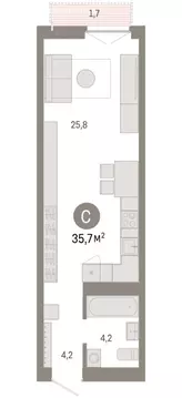 Квартира-студия: Новосибирск, Большевистская улица, 66 (35.74 м)