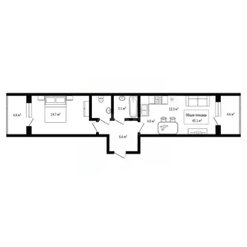2-к кв. Новосибирская область, Новосибирск ул. Объединения, 28 (45.1 ...