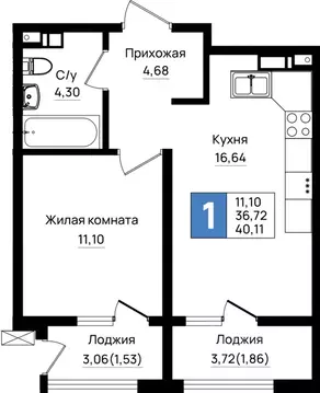 1-к кв. Краснодарский край, Новороссийск Шоссейная ул. (40.11 м)