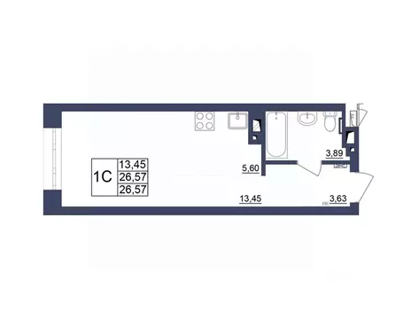 Студия Башкортостан, Уфа Космос жилой комплекс, лит1 (26.57 м)
