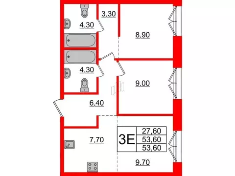 2-к кв. Санкт-Петербург наб. Обводного Канала, 169 (53.1 м)
