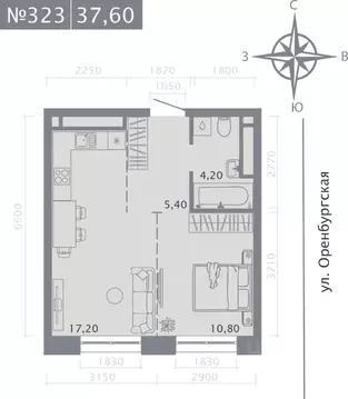 1-к кв. Татарстан, Казань ул. Шишкина (37.6 м)