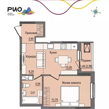 1-к кв. Удмуртия, Ижевск Магистральная ул., 4к1 (39.91 м)