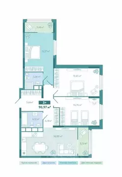 3-к кв. Тюменская область, Тюмень ул. Павла Никольского, 2 (91.0 м)