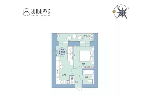 1-к кв. Башкортостан, Уфа Кавказская ул., 24 (32.59 м)