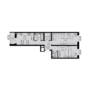 2-к кв. Ставропольский край, Пятигорск Скачки мкр,  (64.69 м)