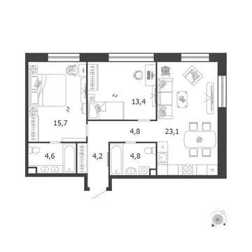 2-к кв. Москва 3-я оч., Шагал жилой комплекс, к5 (70.6 м)