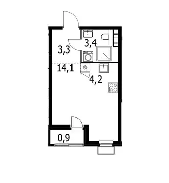 Квартира-студия: Москва, Бартеневская улица, 18к2 (25.9 м)