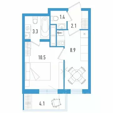 1-к кв. Санкт-Петербург пос. Шушары, просп. Старорусский, 7 (27.4 м)
