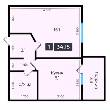 1-к кв. Ставропольский край, Ставрополь ул. Южный обход, 53В (34.55 м)