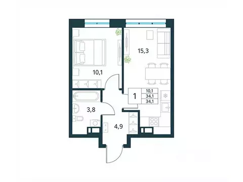 1-к кв. Забайкальский край, Чита Хороший мкр,  (34.1 м)