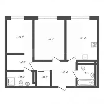 2-к кв. Тюменская область, Тюмень ул. Николая Машарова, 2 (74.1 м)
