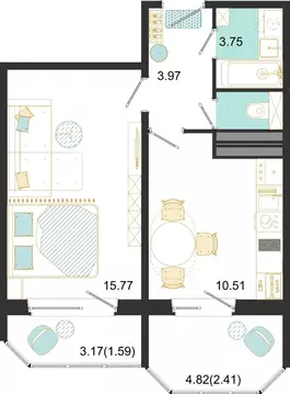 1-к кв. Московская область, Домодедово ул. Текстильщиков, 45 (38.0 м)