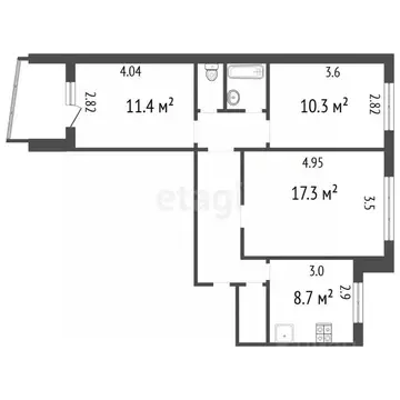 3-к кв. Воронежская область, Воронеж ул. 60-й Армии, 25 (63.5 м)