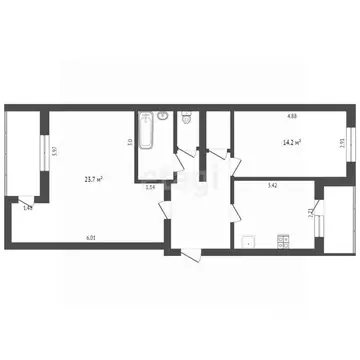 2-к кв. Тюменская область, Тюмень ул. Космонавтов, 6к1 (67.7 м)