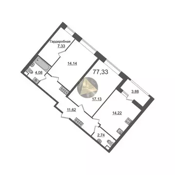 2-комнатная квартира: Санкт-Петербург, Ультрамариновая улица, 5 (77.33 ...